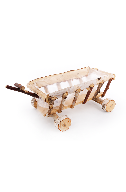 Pflanzengefäß Holzwagen – dekorativer Handwagen aus Holz, ideal zum Bepflanzen und als Gartendekoration