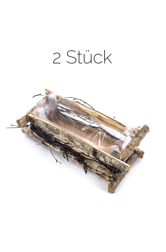 Pflanzenkasten Holzbox Size "L" – 2er Set - Pflanzkasten Birkenholz, Dekorative Pflanzbox für Balkon, Garten & Terrasse