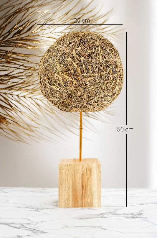 Naturdekoration Strohkugelbaum – Handgefertigter Dekobaum aus Stroh, Bambus, Holz, 50cm Höhe