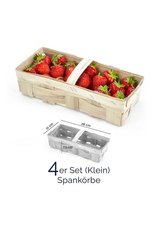 Praktisches 4er-Set geflochtene Spankörbe (klein) – Vielseitige Erntekörbe mit Griffen