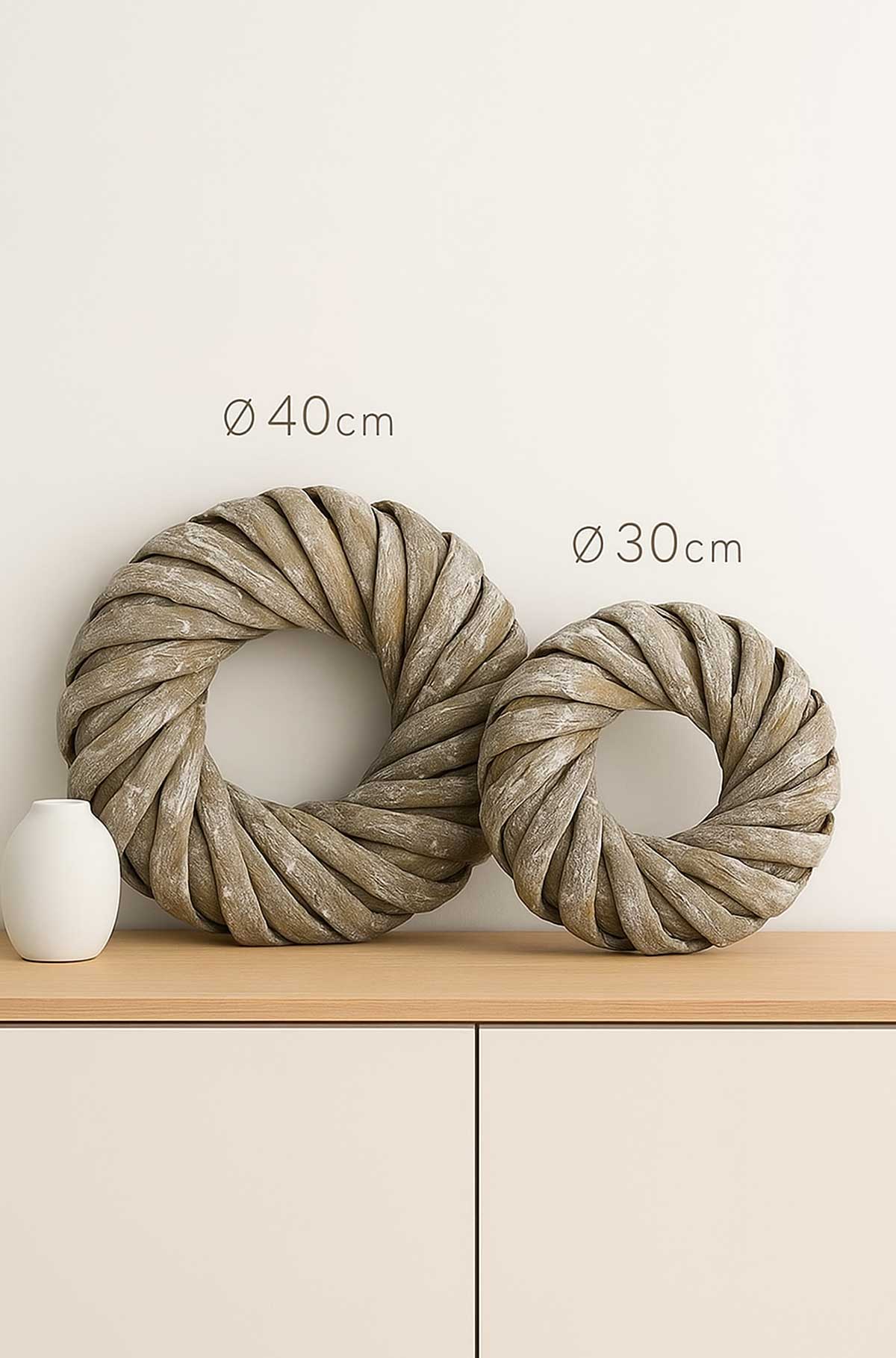 Palmblatt-Strickkranz Natur Braun – 40cm und 30cm Durchmesser, Boho Dekoration & saisonale Dekoration