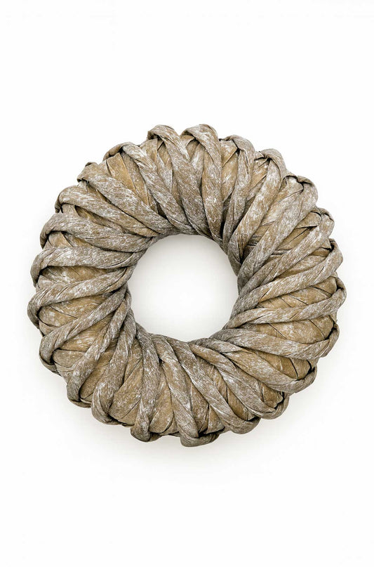 Palmblatt-Strickkranz Natur Braun – Boho Dekoration & saisonale Dekoration