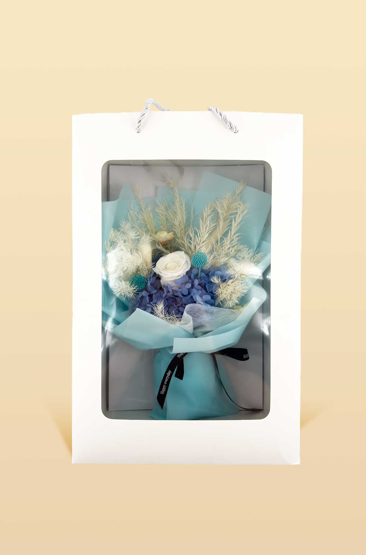 Geschenkfertiger Trockenblumenstrauß mit Geschenkbox – nachhaltige Geschenkidee für Frauen, Hochzeit oder Valentinstag