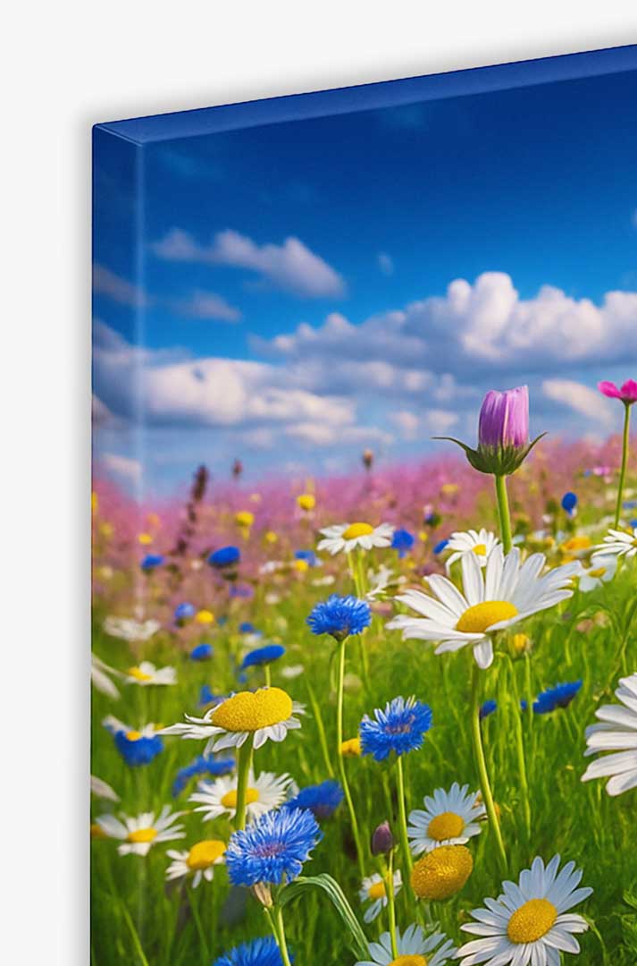 Panorama-Leinwand Blumenwiese 160x80 cm – hochwertige Leinwand gespannt auf 2 cm Holz-Keilrahmen