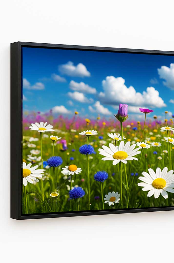 Detailansicht schwarzer Schattenfugenrahmen mit gespannter Leinwand – hochwertige Verarbeitung und moderne Optik