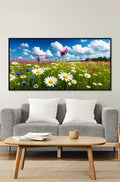 Leinwandbild Blumenwiese mit schwarzem Schattenfugenrahmen – Natur Wandbild als stilvolle Wohnzimmer-Deko