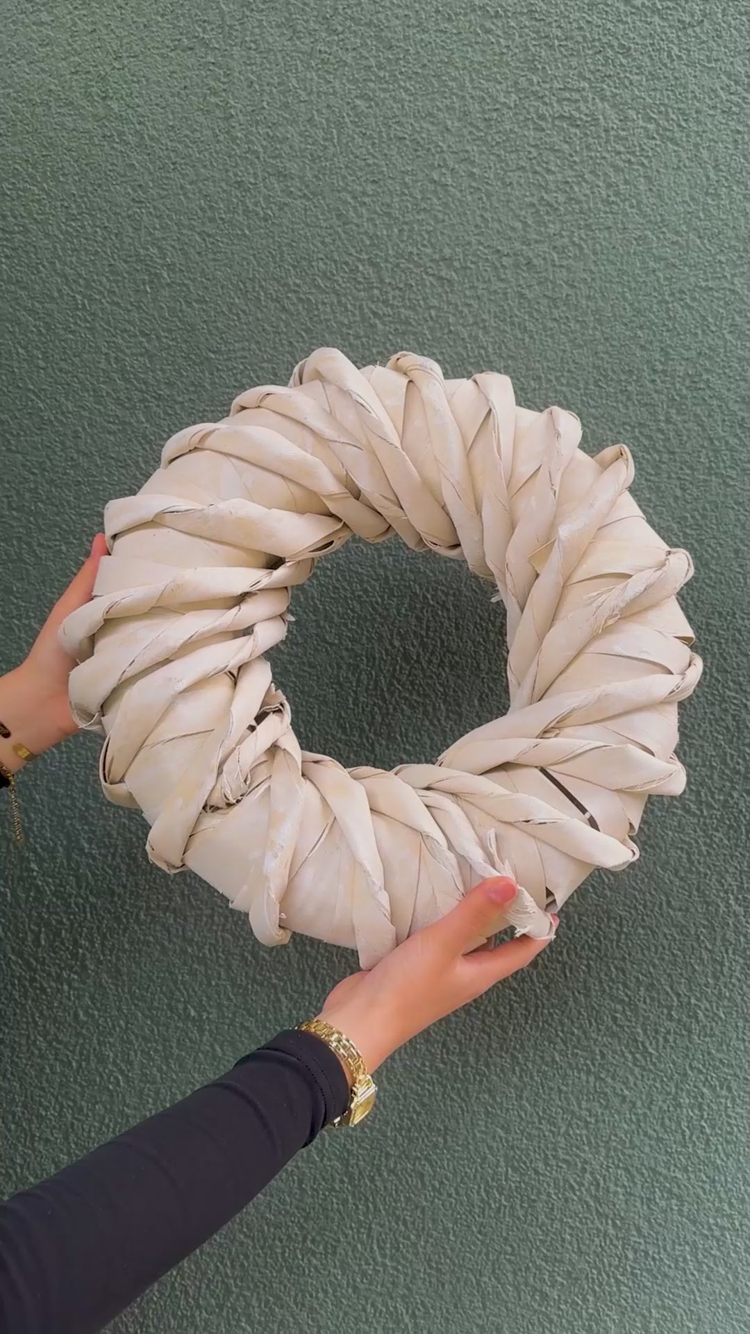 Weißer Palmblatt-Kranz 40 cm – natürliche Deko für Tür, Wand & Tisch